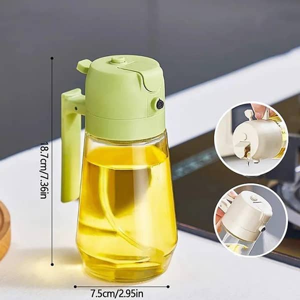 2in1 Oil Sprayer Glass Bottle | Anti-Leakage Olive Oil Dispenser for BBQ, Air Fryer, Salad & Cooking
