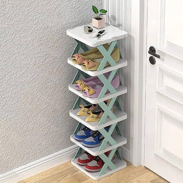 6 Layer X-Shaped Stackable Shoe Rack | Space-Saving Shoe Stand Organizer for Home & Entrance