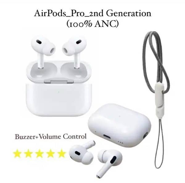 Apple AirPods Pro 2 | ANC | Buzzer + Volume Control | Dorri Wireless Charging Type-C | Titanium Quality