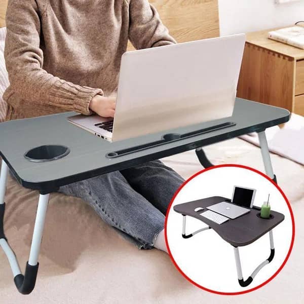 Foldable Laptop Table | Adjustable Laptop Stand | Bed, Study & Cup Table