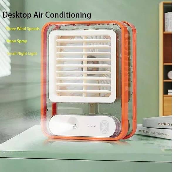 Type-C Rechargeable Portable Desktop Air Conditioner | 3 Speed Mini Fan with Spray Humidifier & Air Purifier