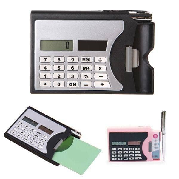 3-in-1 Solar Calculator Business Card Holder with Ball Point Pen | Portable 8-Digit Calculator