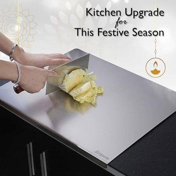 Stainless Steel Cutting Board with Durable Rolling Pin | Multipurpose Kitchen Baking & Chopping Set