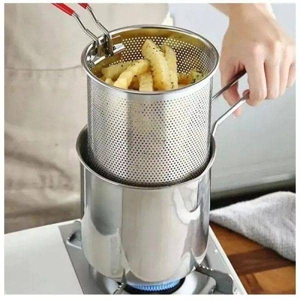 Stainless Steel Deep Fryer Frying Pot with Strainer | 1.2L Capacity | Oil Frying Pan