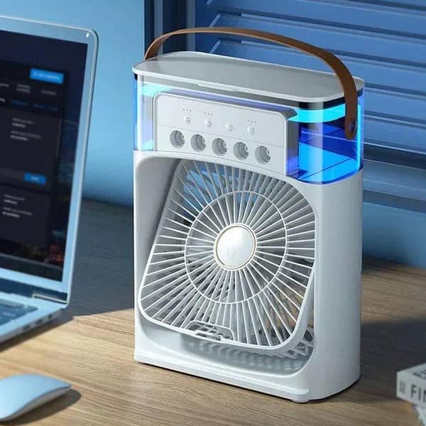 10 Inch Portable Air Conditioner Fan | USB Electric Mini Fan with Water Mist Humidifier & LED Night Light