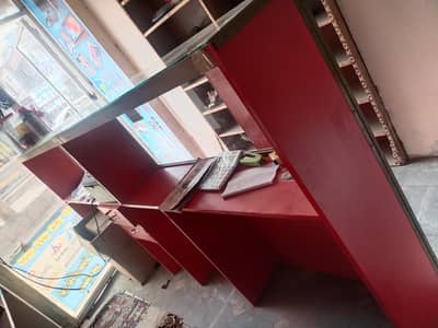 Glass wooden counter