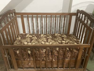 Wooden Baby Cot / Crib with Storage Drawer and mattress