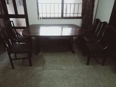 double layer dinning table with 6 chairs