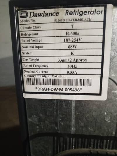 Dawlance Refrigerator 9106SD Silver & Black for Sale
