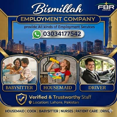 Maid / Cook / Baby Care / Patient Care / Nurse / Kitchen Helper