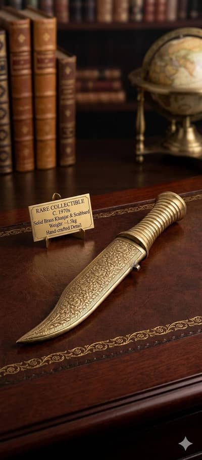Antique 1970s Heavy Brass Dagger – 1.5kg Collectible