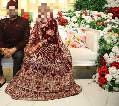 velvet mehroon lehnga