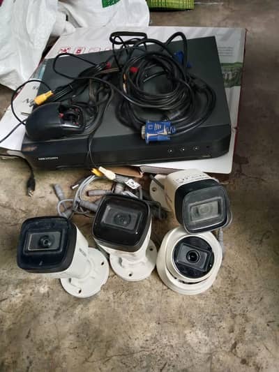Hikvision CCTV Camera System 4 Camera Set with DVR – Good Condition
