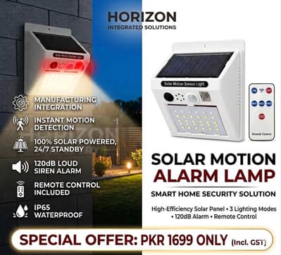 HORIZON™ SMART SOLAR MOTION SENSOR ALARM LAMP WITH REMOTE | COD