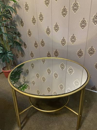 Elegant Gold Round Glass Table