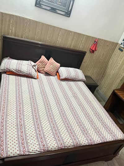 King bed with mattress , 2 side table , dressing table