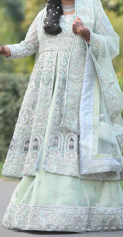 Pista Green Lehnga with  open shirt