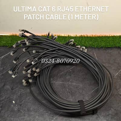 Ultima CAT6 Ethernet Patch Cable - RJ45 1000Mbps 1 Meter Black Cat 6 7