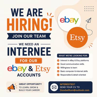 We need Internee for our ebay and etsy accounts On-site job