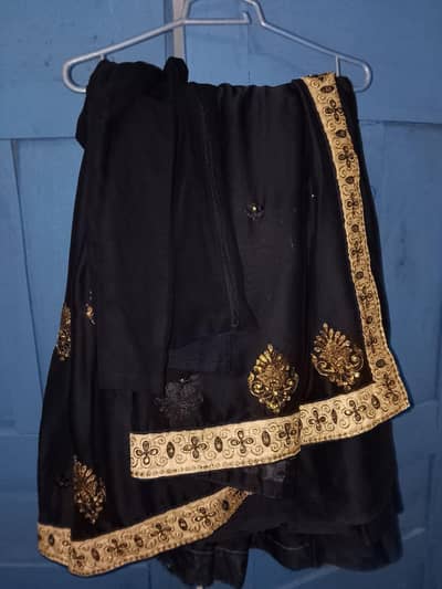 Beautiful Black Georgette Saree with Golden Embroidery