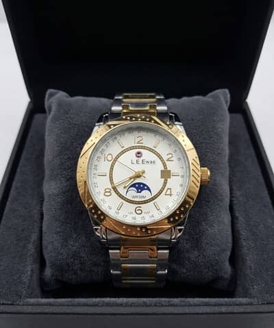 Exclusive LEEwas WR30M Moonphase Watch - Gold & Silver