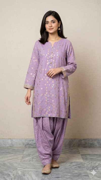 Alkaram 2-Pc Lavender Lawn Suit (Medium) for Eid- Like New!