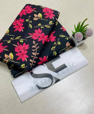 2 Pcs women's Unstitched Printed Suit