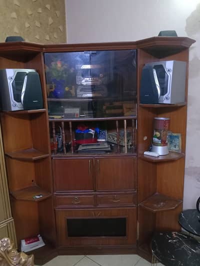 Wooden Corner Showcase / TV Cabinet with Shelves