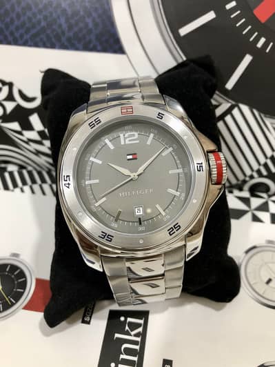 HILFIGER SILVER GERY-NEW WATCH-SEIKO CITIZEN CASIO OMAX ARMANI