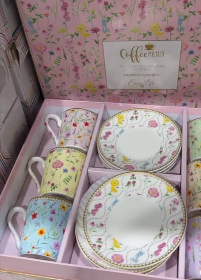 Imported CoffeeMania Meadow Flowers Porcelain Cup and Saucer set.