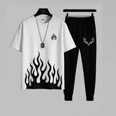 Man's white frame painted track suit 2 pcs