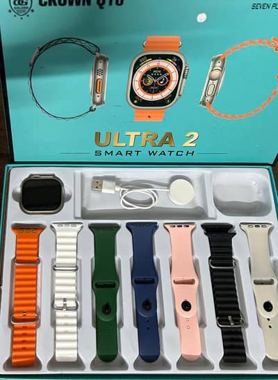 smart watch ultra 2 crown q10   7 straps           for sale
