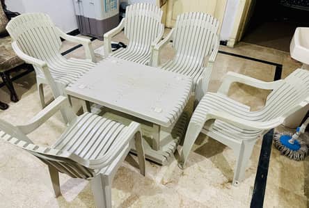 Premium Plastic Table Set with 5 Chairs – Durable & Stylish