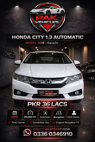  Honda City 1.3 Automatic 2018 – Available Now 