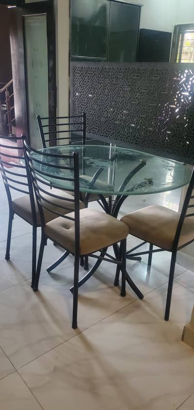 dining table with chairs and center table
