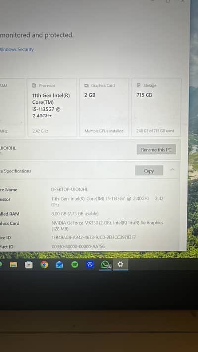 Dell inspiration 3501 11th Gen Intel(R) Core(TM) i5-1135G7