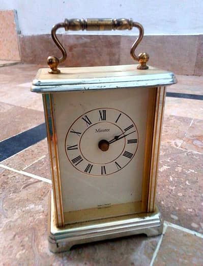 vintage style brass carriage clock. . . original. Made in Germany.