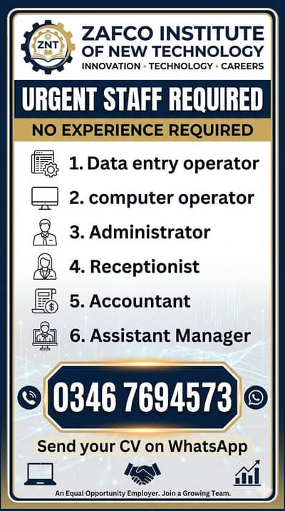 Receptionist job for male and Female