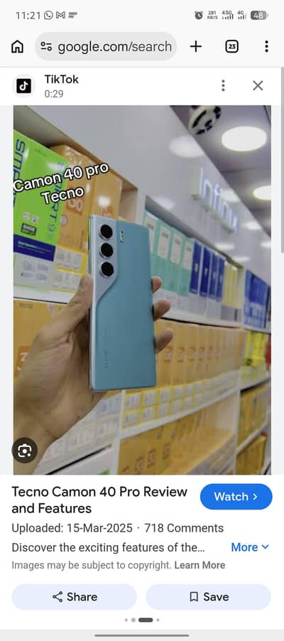 Tecno Camon 40 Pro (2 months slightly used)  03002592893