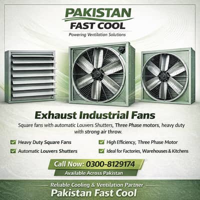Exhaust industrial fan Square Fans Louvers Shutters Three Phase