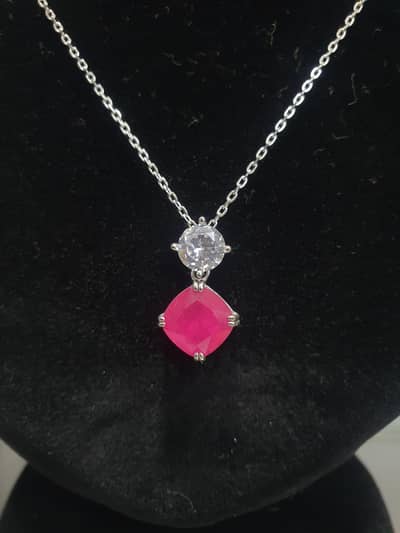 natural silver necklace with natural stone