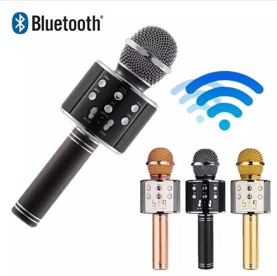 WS-858 3-in-1 Portable Bluetooth Karaoke Microphone & HiFi Speaker | Wireless Handheld KTV Mic, Music Player, Voice Recorder | USB Data Cable Charging, AUX, SD Card Support for All Smartphones & Smart TVs