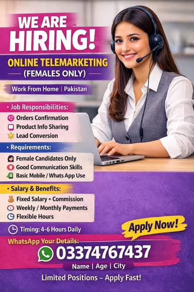Online Telemarketing Job For Just girl Only