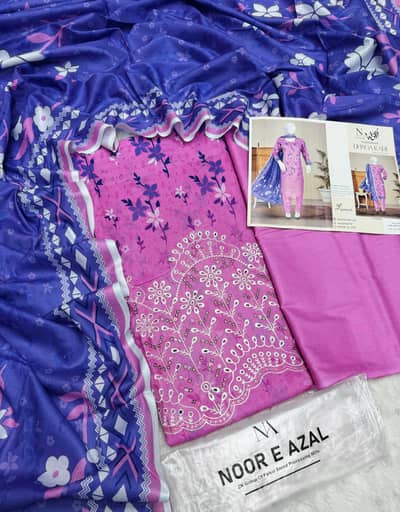 daman embroidery 3pc cotton  eid collection