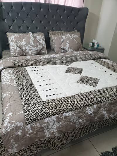 king size bed set for sale quilted heavy wooded grey color