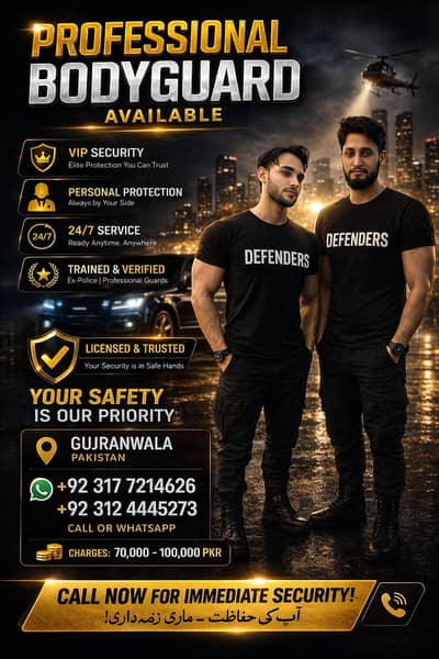 Bodyguard Available – VIP Security & Personal Protection GRw & Lahore