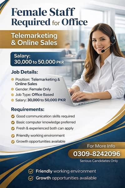 Female Male Staff Required for Office – Video making and Editing
