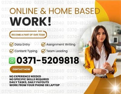 Online Jobs, Assignment Writing, Data Entry, Typing job, Part Time Job