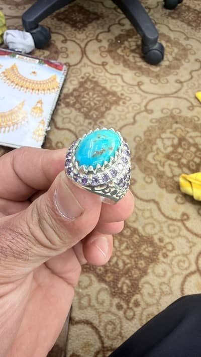 Irani nishapuri Feroza stone in silver ring(925) cash on delivery