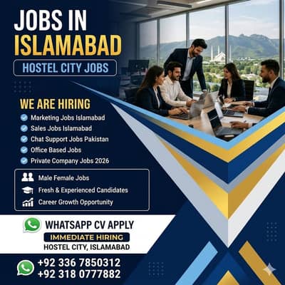 Jobs in Islamabad – Hostel City, Marketing, Sales, Chat Support 2026